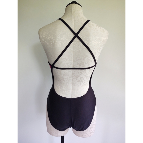 Speedo Women's Axcel Splice Swimsuit Black Pink Size 8 - Picture 5 of 11